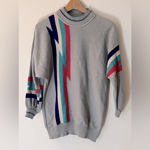 Vintage Lightening Bolt Sweater - Oversized Small - Medium - Picture 2 of 15